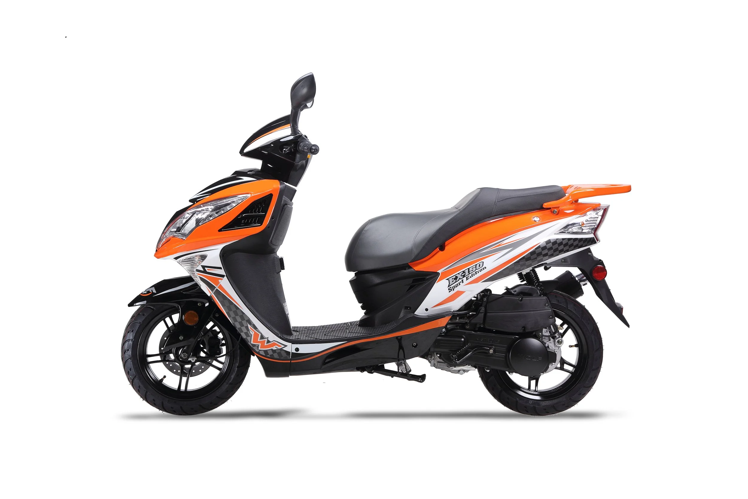 2026 Wolf EX-150 scooter — three-quarter rear view 2