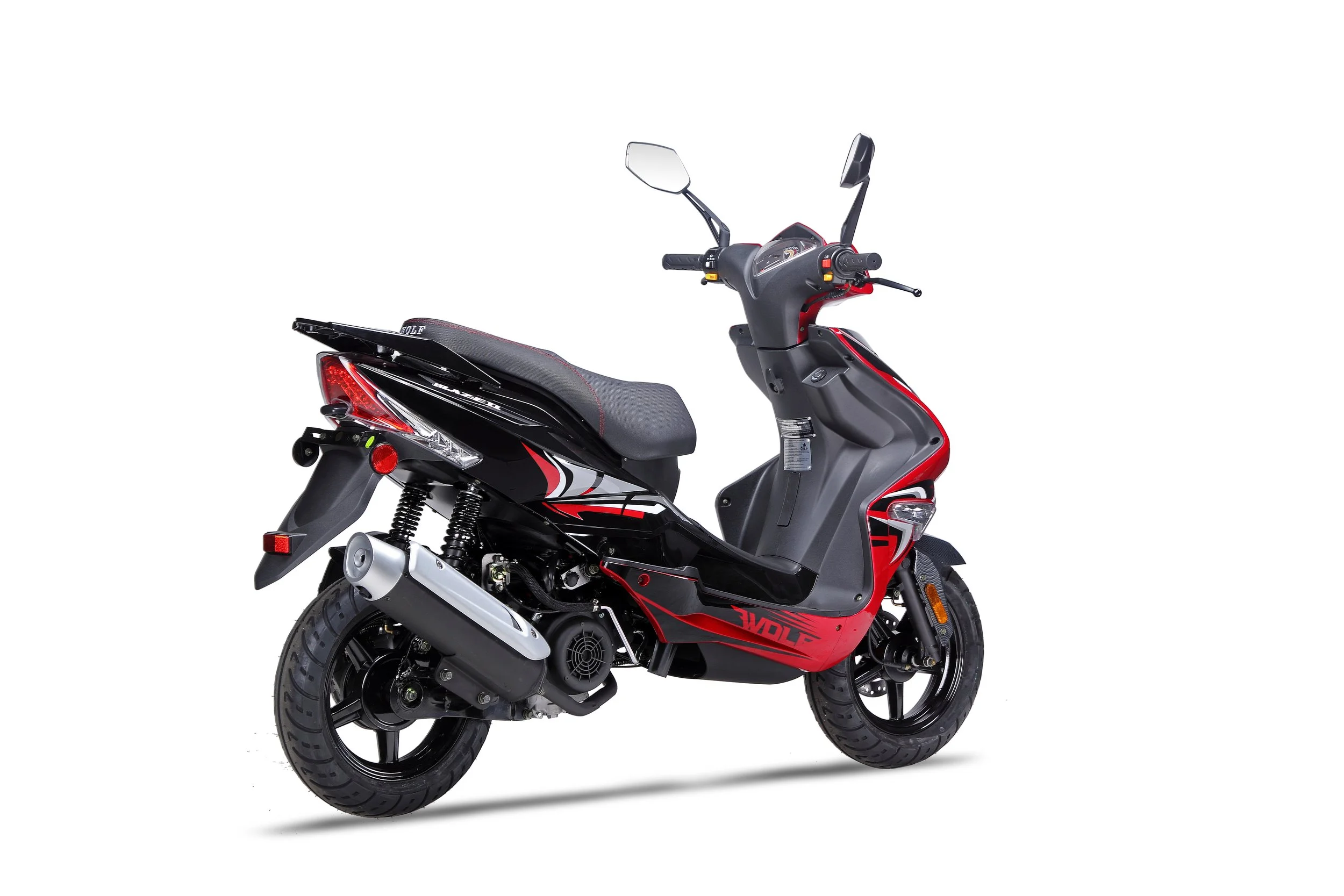 2026 Wolf Blaze 50 scooter — three-quarter rear view 2