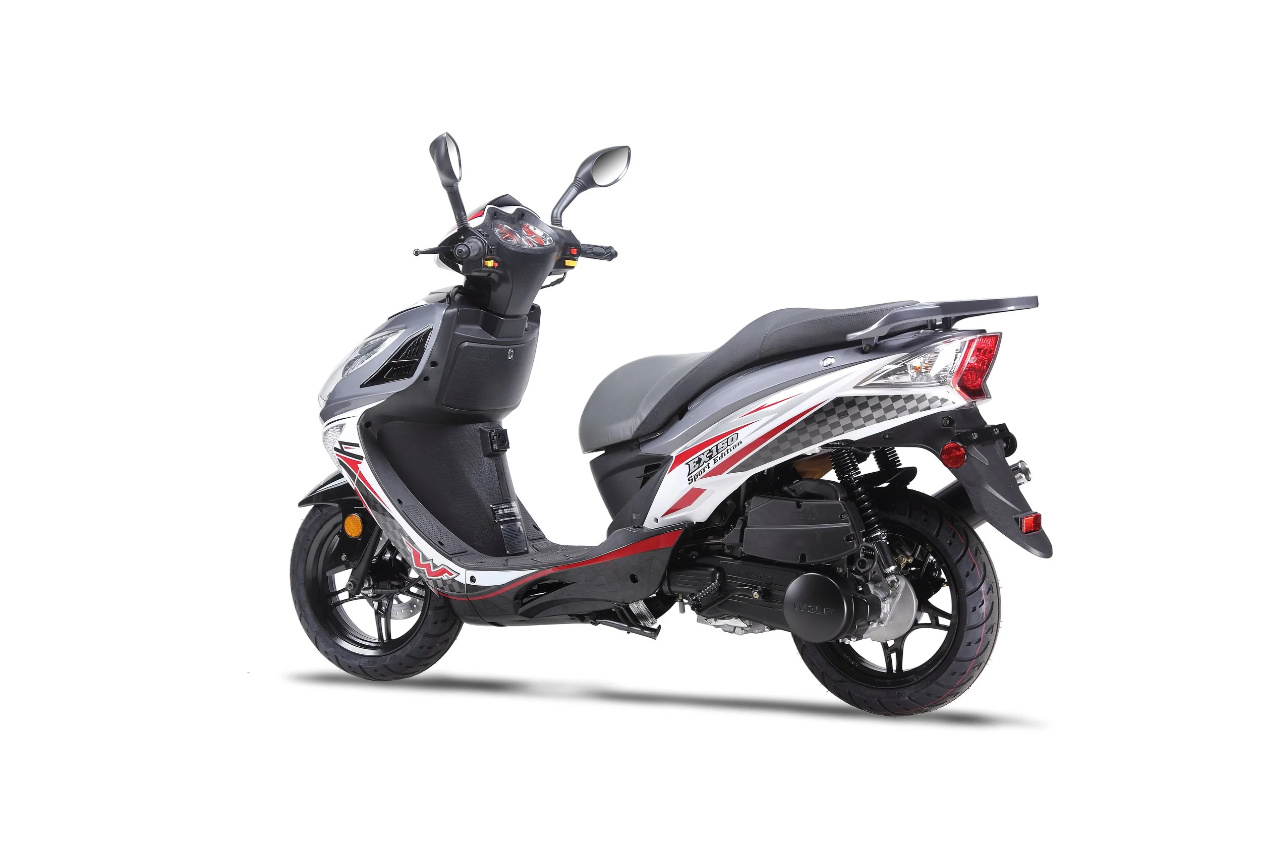 2026 Wolf EX-150 scooter — front three-quarter view 3