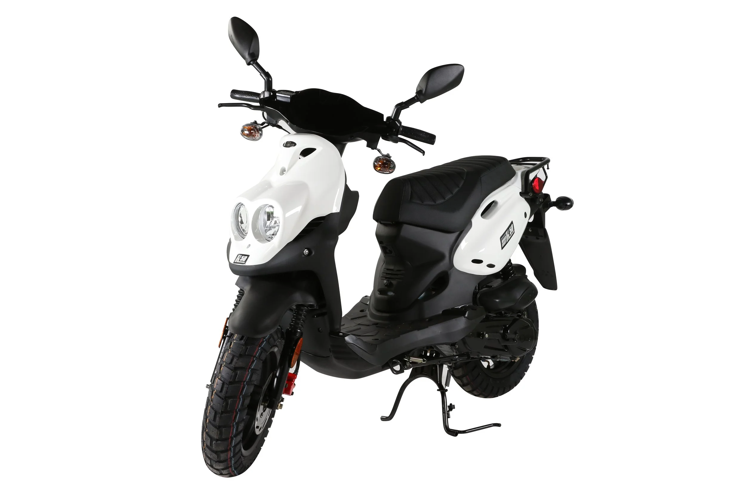 2026 Genuine RoughHouse 50 scooter in White — front three-quarter view 3